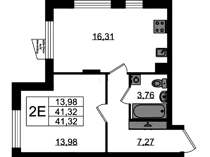 1-комнатная квартира 41.32 м², 2/11 эт., ЖК «VEREN NORT Сертолово»